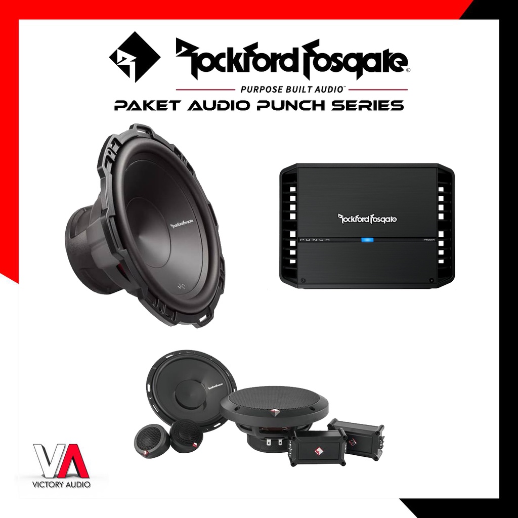 Paket Audio Mobil Full Set Sound System ROCKFORD FOSGATE PUNCH SERIES - Speaker Split 2-Way Power Am