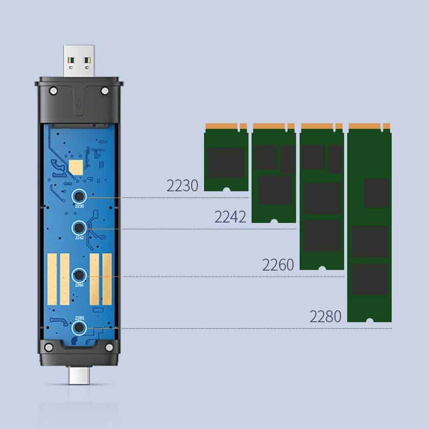 UGREEN Casing Enclosure SSD NVMe M.2 SATA Ke USB 3.1 Gen2 10gbps M-Key &amp; B-Key