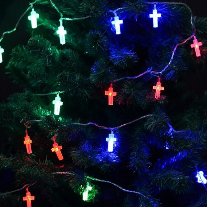 Lampu Natal Led 28 Warna Kualitas Salib Hiasan Dekorasi Pohon Natal