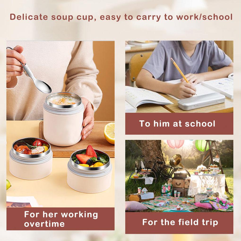 Kotak Makan Siang Stainless Steel Vacuum Thermal Soup Cup Double Layers Breakfast Anti Bocor Penghangat Makanan Anak Siswa Kantor