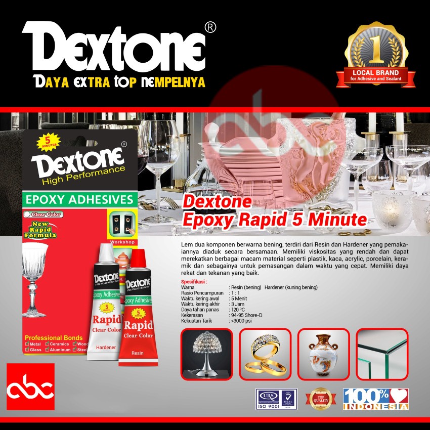 

LEM DEXTONE EPOXY ADHESIVES CLEAR COLOR RAPID 5 MENIT / LEM DEXTONE / LEM SERBAGUNA