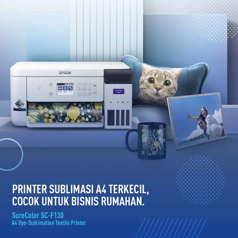 Epson SureColor SC-F130 A4 Dye-Sublimation Textil Printer 4 Warna Garansi 1 Tahun/6000 Lembar mana yang lebih dulu