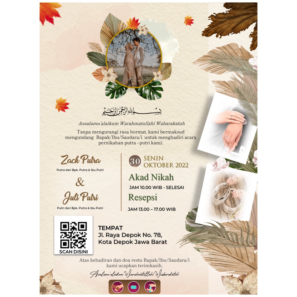 Undangan JPG Digital Pernikahan / Wedding Invitation / Invitation Center  Kode X4JPG