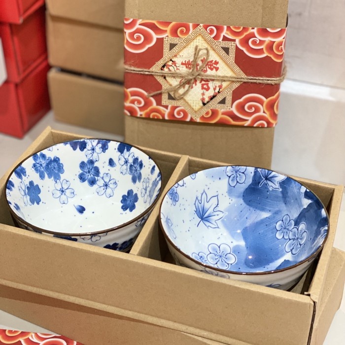 

(COD) Hampers CNY Kado wedding gift imlek keramik bowl plate set - Set 2 bowl A