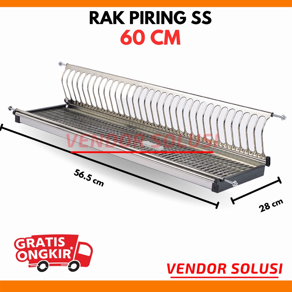 Rak Piring Dapur Kitchen Set Atas Kabinet Stainless Steel 60 CM