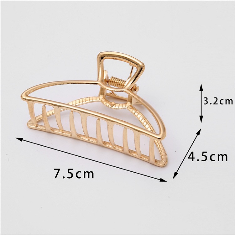 Jepit Rambut Bentuk Setengah Lingkaran Bahan Logam Lapis Emas Ukuran 7.5cm