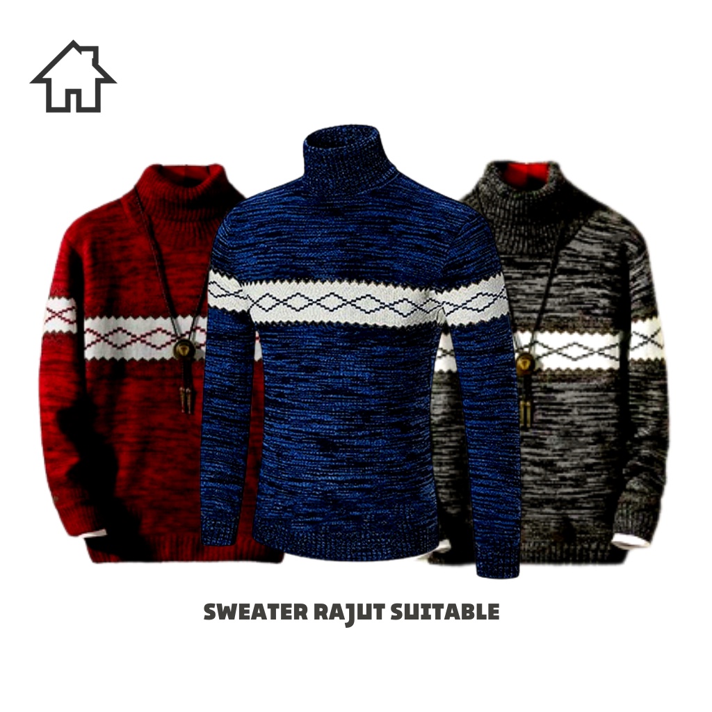 Sweater Rajut Pria Longneck Suitable Bahan Rajut 7Get Premium Quality