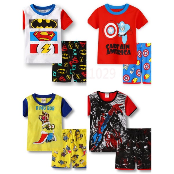 Baju anak laki laki setelan harian motif superhero baju anak import