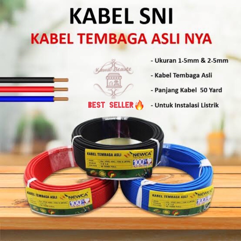 Kabel NYA Newca 1x1,5x100y Merah-Hitam (SNI / Kawat Tembaga) Isi 20 roll/krg