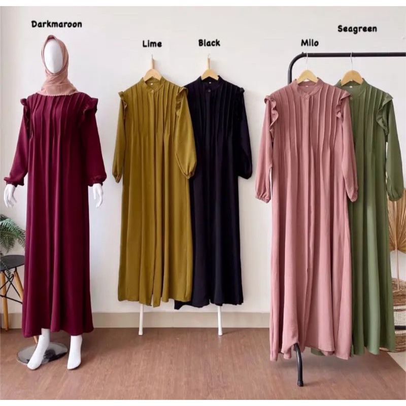 𝐏𝐆𝐌𝐓 •  THIARA DRESS GAMIS CRINKLE AIRFLOW POLOS MUSLIMAH WANITA VIRAL