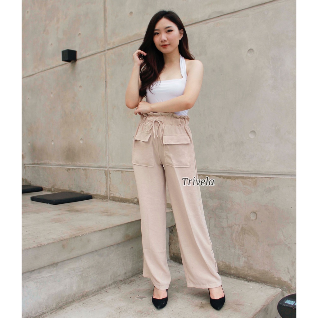 CELANA PANJANG KULOT POCKET / KULOT CRINGKLE POCKET WANITA / KULOT ANTI NGATUNG / KULOT JUMBO / SJJ / LAURA / KULOT PINGGANG KARET