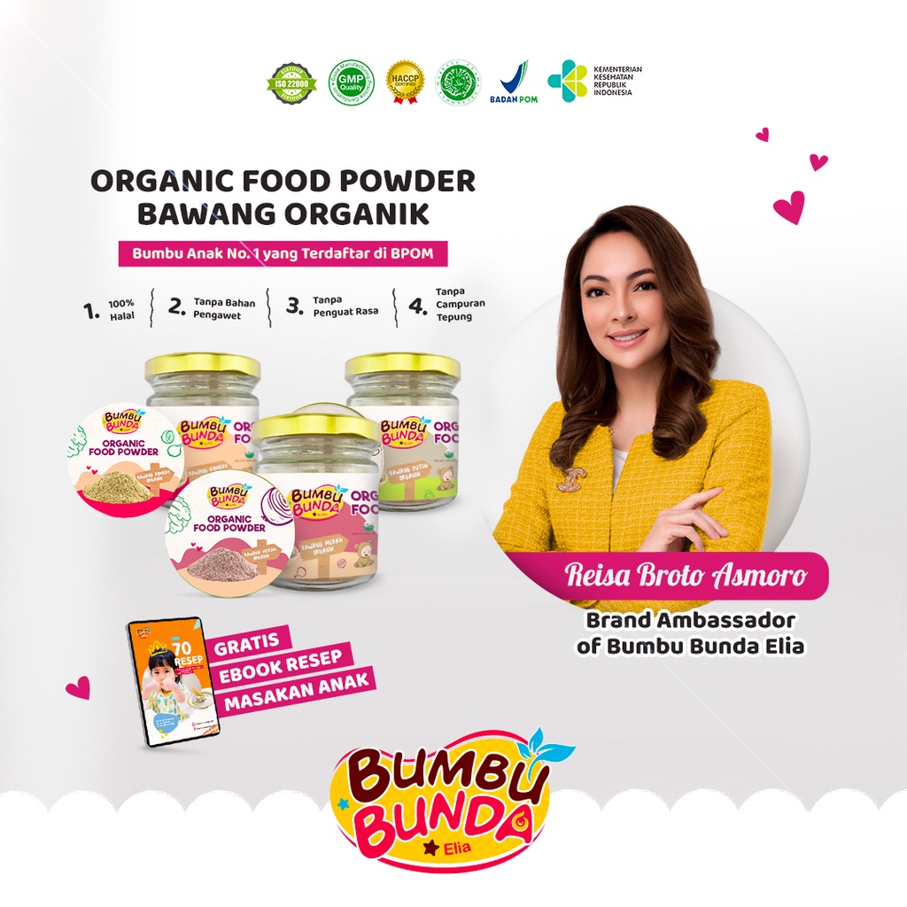 Bumbu Bunda Elia Organic Food Powder Bawang / Kaldu MPASI / Kaldu Bayi