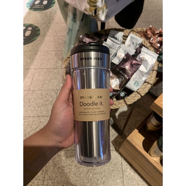 Tumbler Starbucks Doodle it Silver 16oz