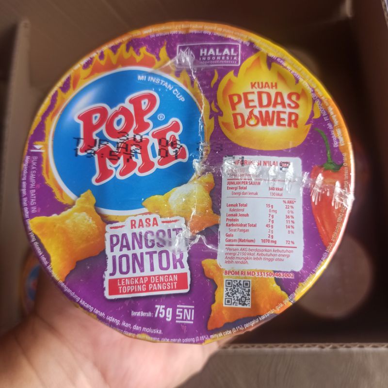 

Pop Mie Rasa Pangsit Jontor Pedas Dower Kuah