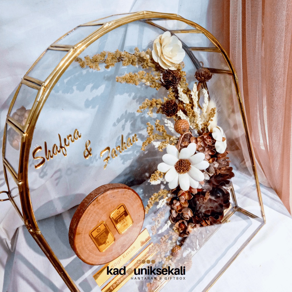 TERIMA JADI! MAHAR DRY FLOWERS DOME TERARIUM 35X25 FULL GLASS 3D - KADOUNIKSEKALI