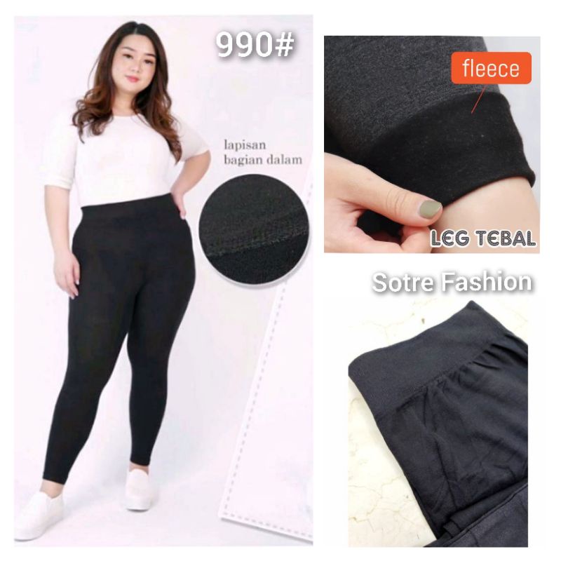 Legging Polos Fleece Jumbo import  / legging tebal lapisan bludru all size 990
