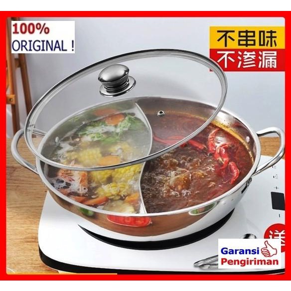TERBARU Panci steamboat Shabu Shabu 2 sekat 30 cm /PERALATAN MASAK SET/PANCI LISTRIK/PANCI SET/WAJAN
