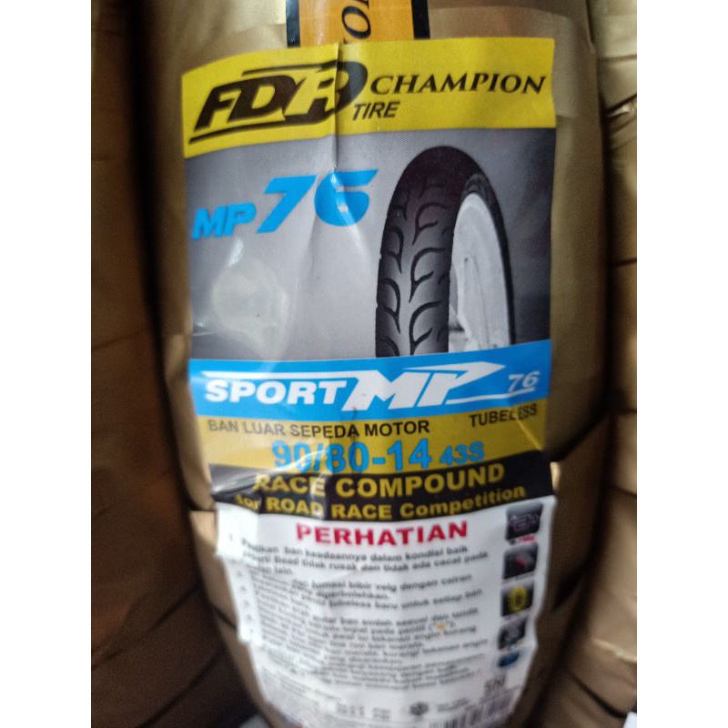 BAN LUAR FDR MP 27 MP 76 SPORT XR RACING SOFT COMPOUND TUBELESS UKURAN 90/80-14