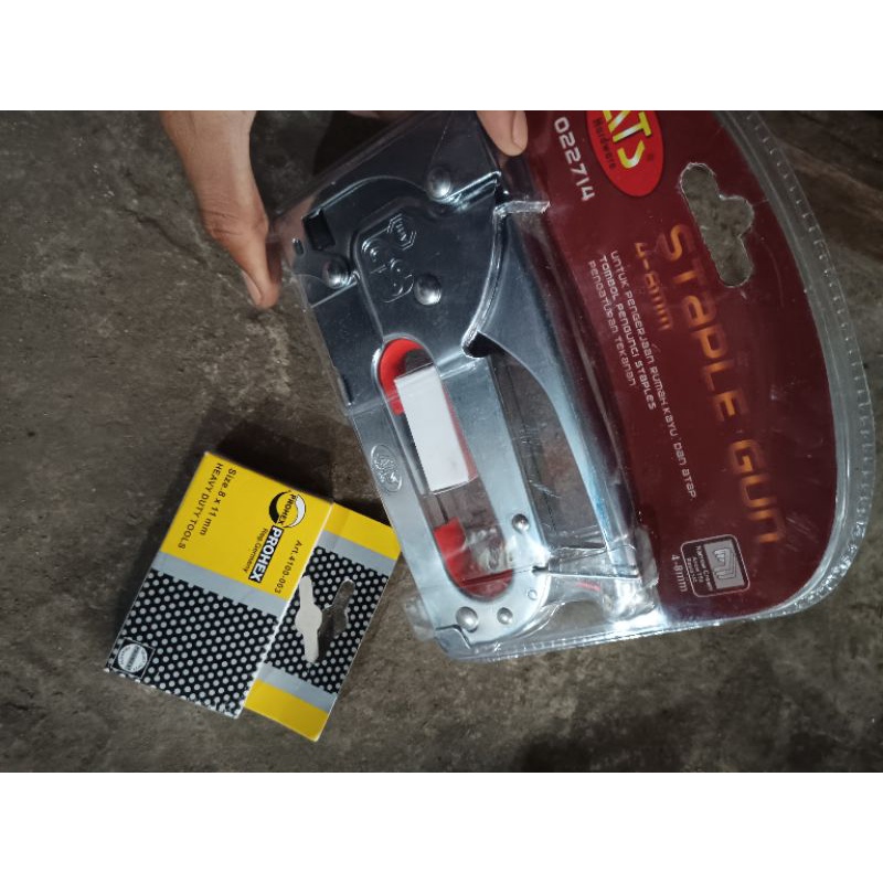 

PAKET STAPLES TEMBAK STAPLES GUN TACKER ATS 4 - 8 mm + ISI STAPLES 1000 PCS