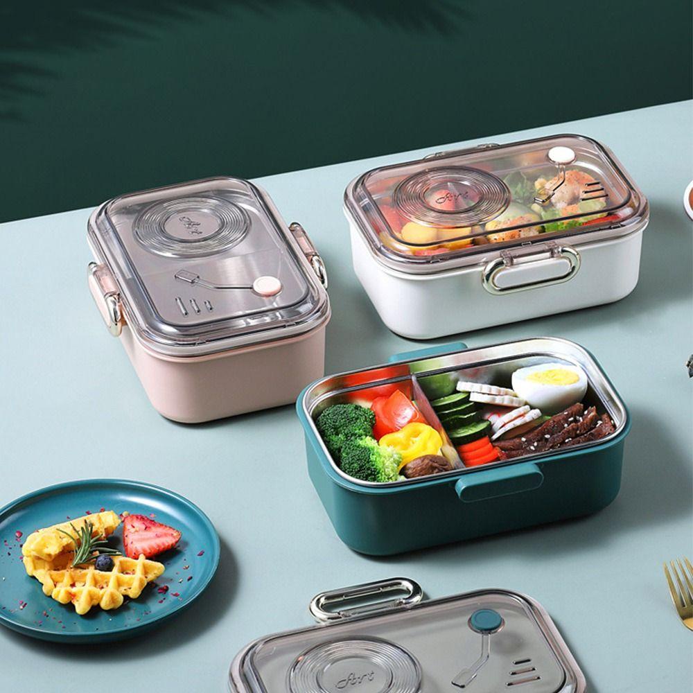 Preva Lunch Box Microwavable Rectangle Grid Untuk Pelajar Pekerja Kantor Wadah Makanan