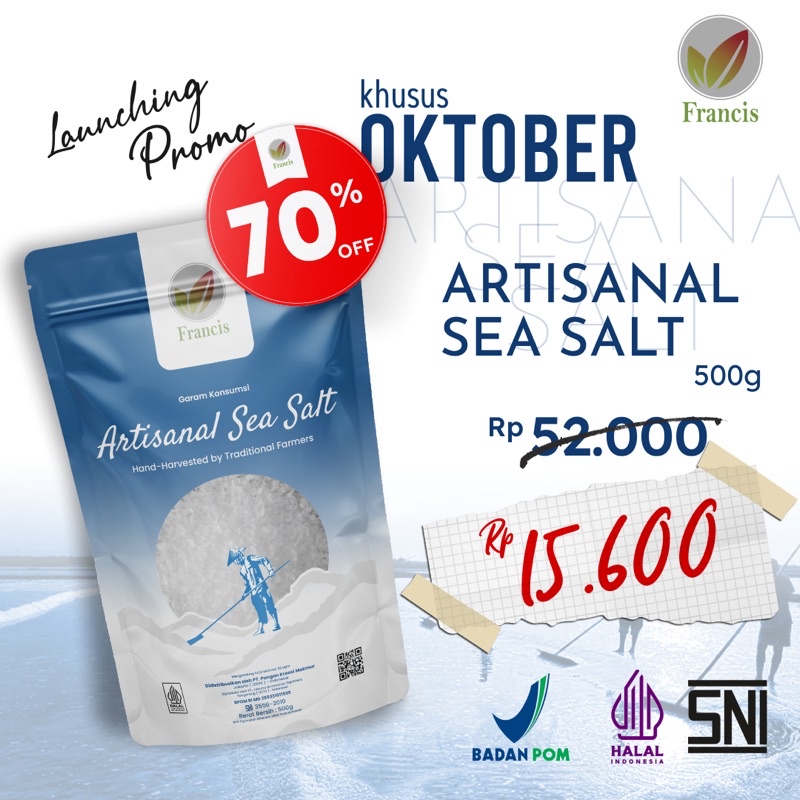 

NO_MORE Francis Artisanal Sea Salt / Garam Laut Artisanal 500g / 500 gram