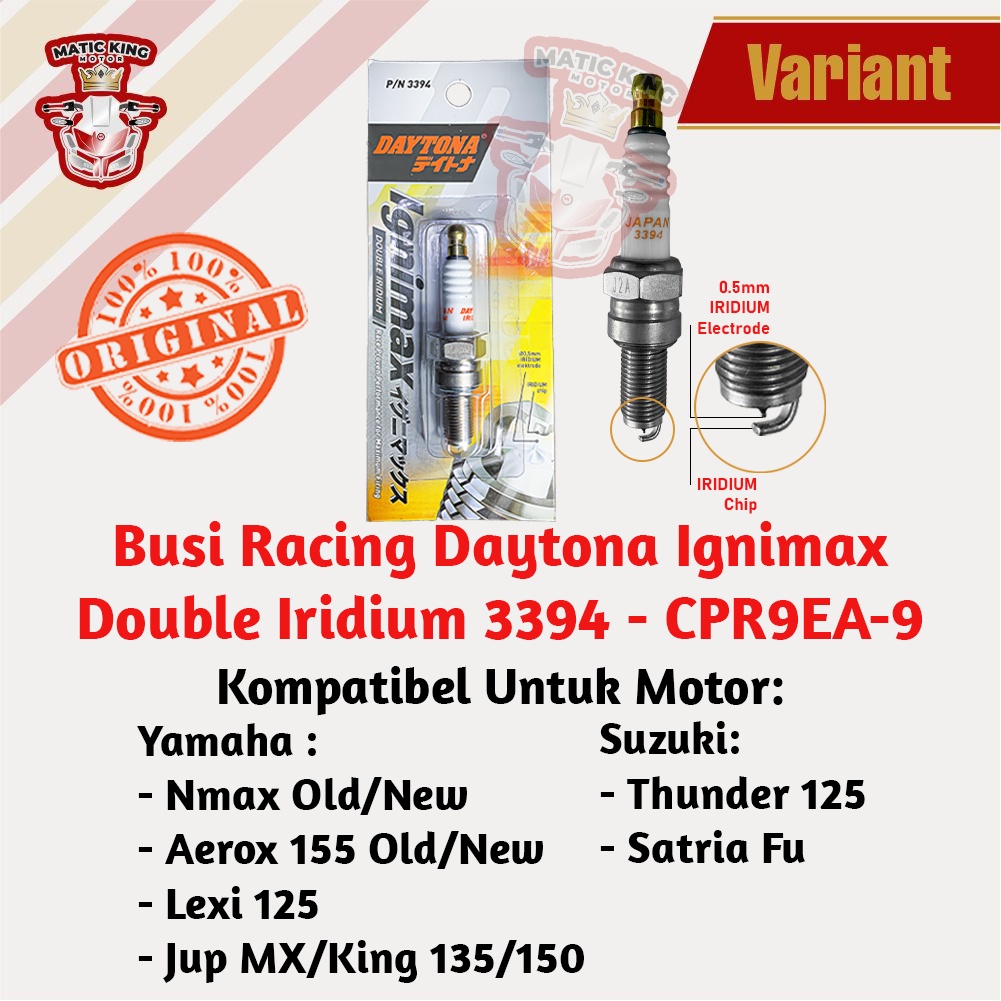 Busi Racing Iridium Vario Satria FU Vixion Old New Ninja 250 Fi Karbu Jupiter MX Thunder 125  PCX ADV R15 R25 150 DAYTONA IGNIMAX 3395