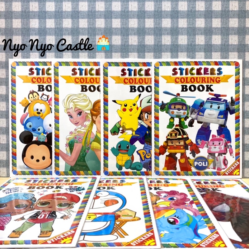 Buku Mewarnai Anak / Activity Book / Coloring + Sticker Book Karakter Anak 16 Pages Princess Frozen 