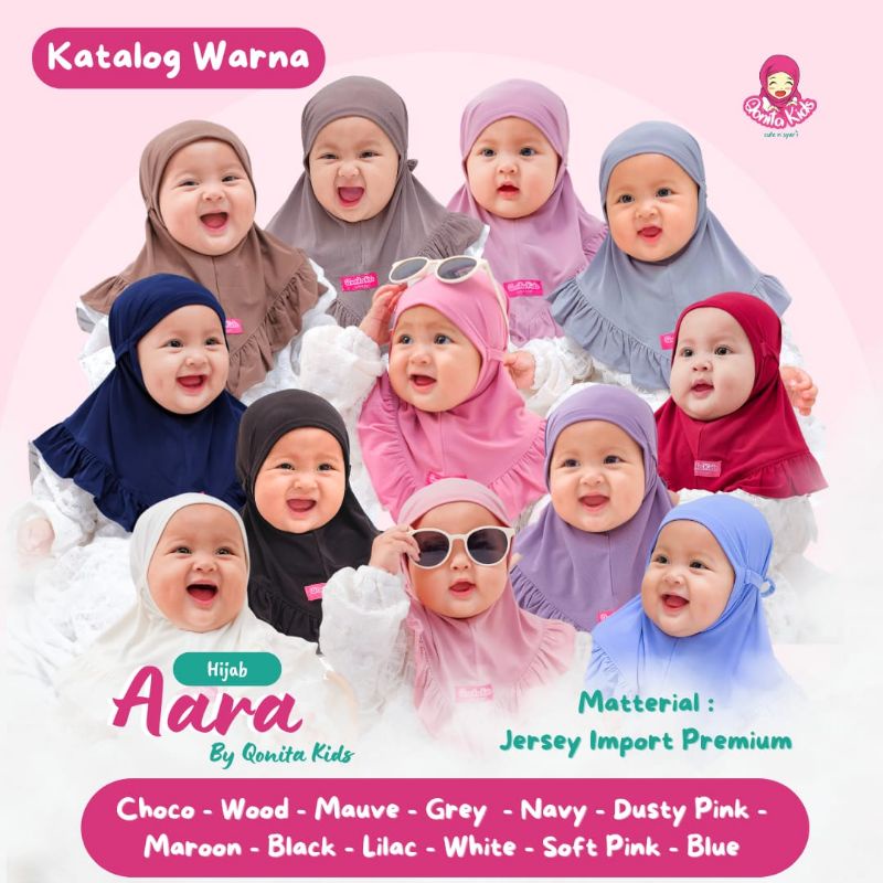 QONITA KIDS - Hijab Aara | Hijab Anak Instan | Hijab Anak Lucu | Kerudung Instan Anak
