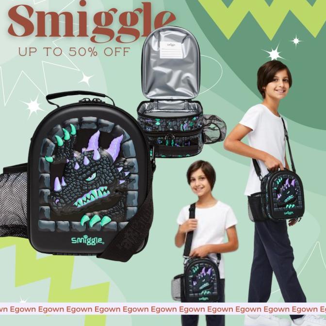 KADO Anak Original TAS Smiggle Hey Backpack Trolley Dragon