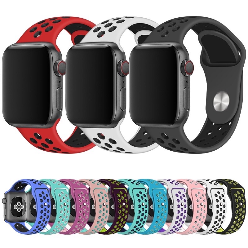 Silicone Breathable Strap For 45mm 40mm 41 44mm for  Sport Band 38 42mm Watch Band