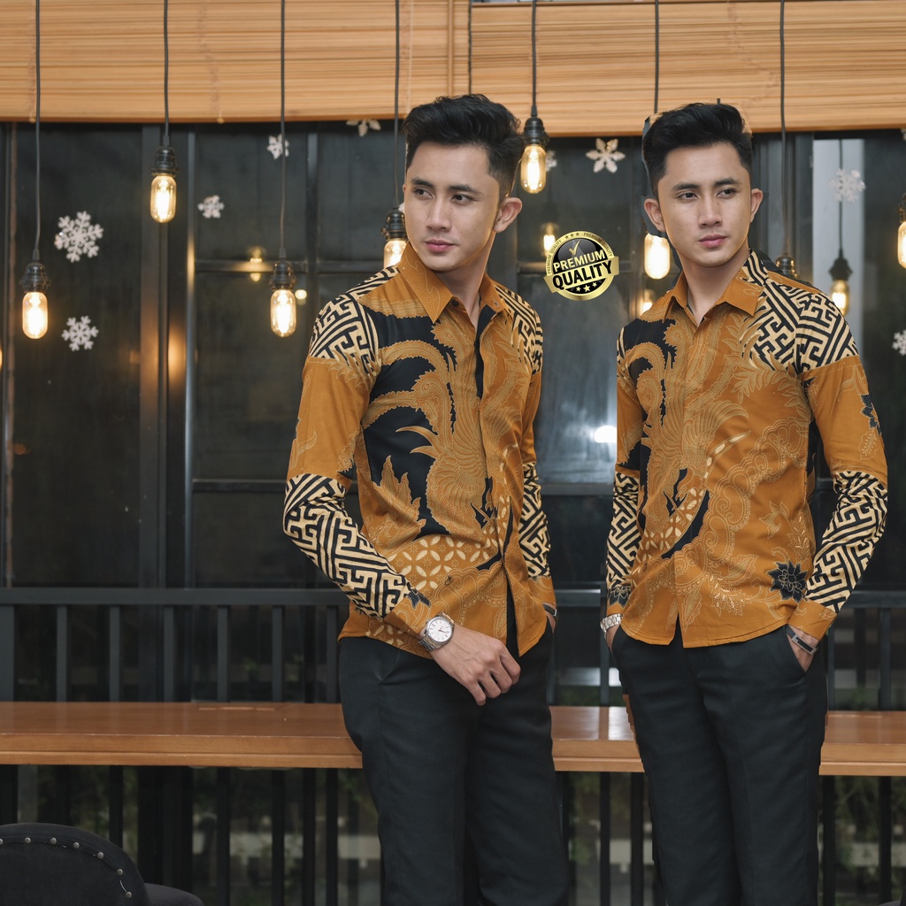 Batik Slimfit Pria Premium Bahan Katun Super Kemeja Batik Alisan Modern Lengan Panjang Original