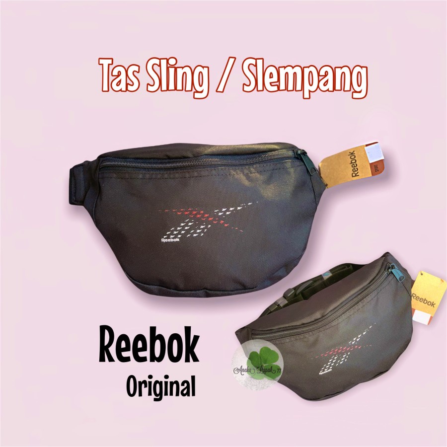 Reebok waist bag sport black original 100% sling bag tas selempang