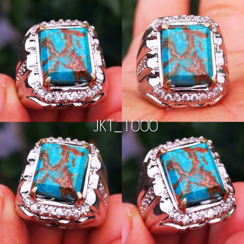 Natural Cincin Batu Akik Pirus Persia Kotak Sera