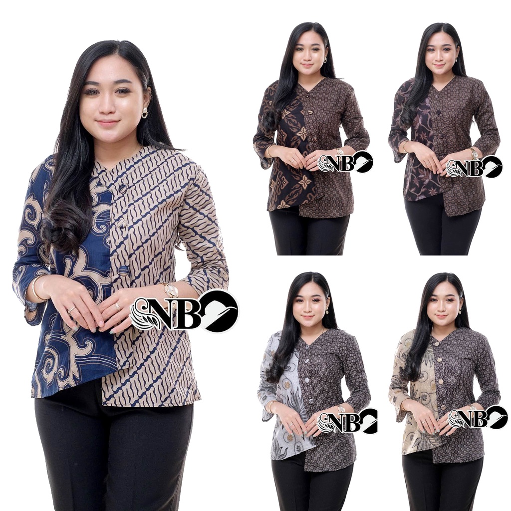 Baju Batik Wanita Modern Atasan Blouse Batik Kerja Wanita Kantor M L XL XXL