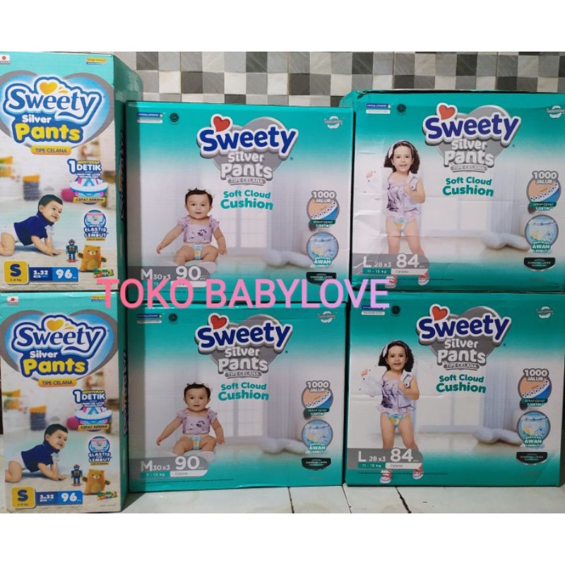 Sweety Silver Pants Kemasan Putih Polos E-Commerce 3× S32/M30/L28 Terbaru -TOKO BABYLOVE2-