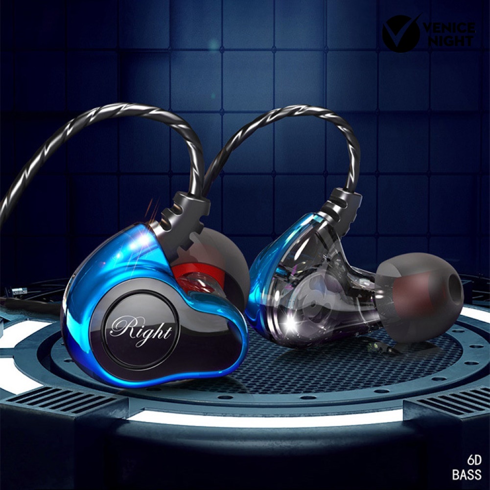 (VNEP) (Berkabel) S610 4-Core Dual Coil 3.5mm HiFi In-Ear Earphone 6D Olahraga Bass Headset