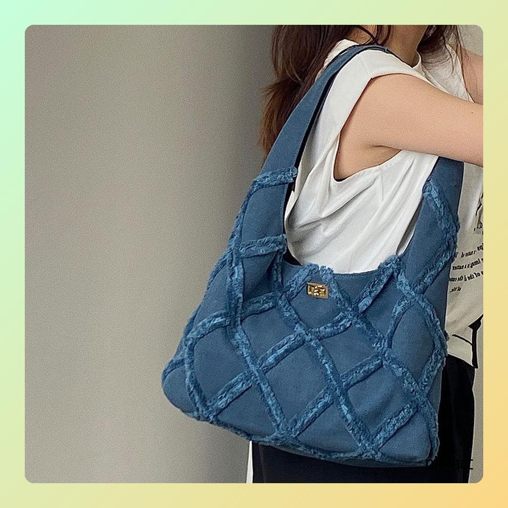 BARU Tas Wanita Bahu bahan Jeans Biru Trendy FT42 25 x 24 x 12 cm