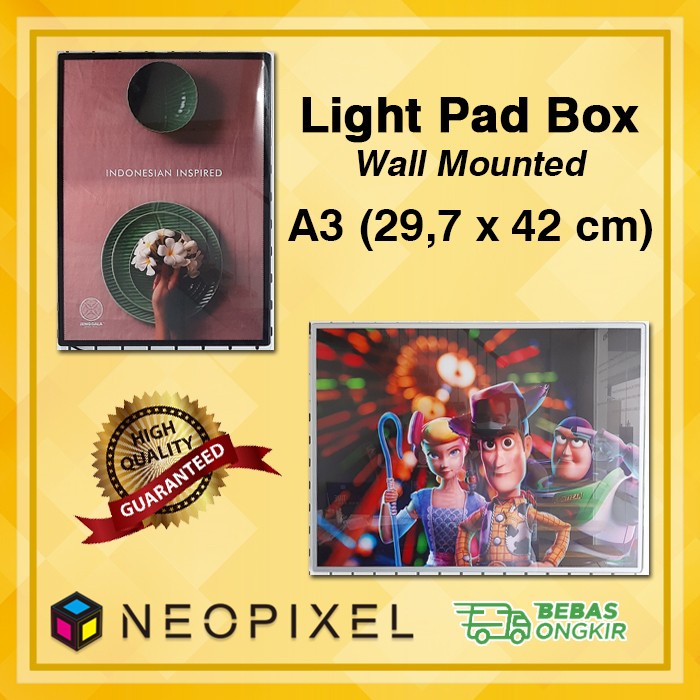 Papan Neon Box LightBox Custom Menu Cafe LED Lightpad A3 Wall Mounted