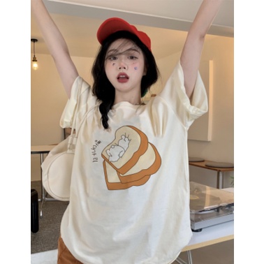 EUNII T-shirt Lengan Pendek Cartoon  Korean Style/Kaos Atasan Wanita/Baju Kaus Oversize Wanita