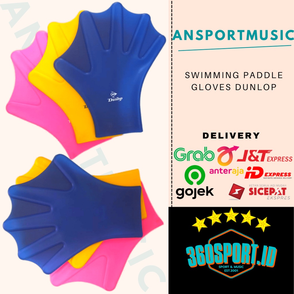 Hand Paddle Glove Renang Sarung Tangan Swimming DUNLOP Original 100%