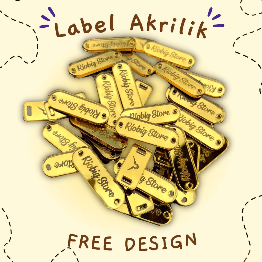 

[ CUSTOM ] Label Akrilik Custom Label Hijab Branding Acrylic Free Design Label Baju Label Tas Label Mukena Gold Akrilik Mirror