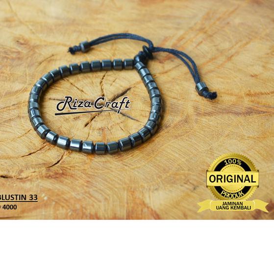 Gelang Tasbih Batu Blustin Hitam Asli 33 Butir Kualitas Terbaik