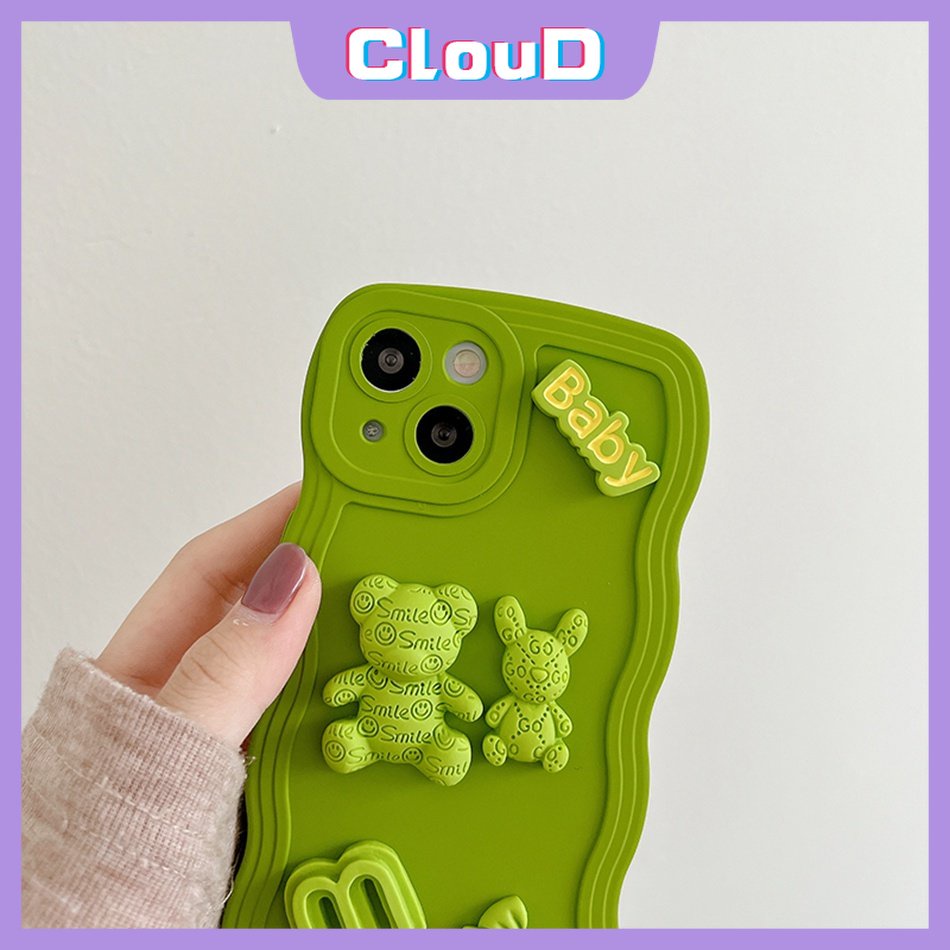 Soft Case Hp Gambar Kartun Beruang 3D Untuk iPhone 11 / 7Plus / XR / X / XS Max / 11 / 12 / 13 / 14pro Max / 8 / 14plus / SE 2020