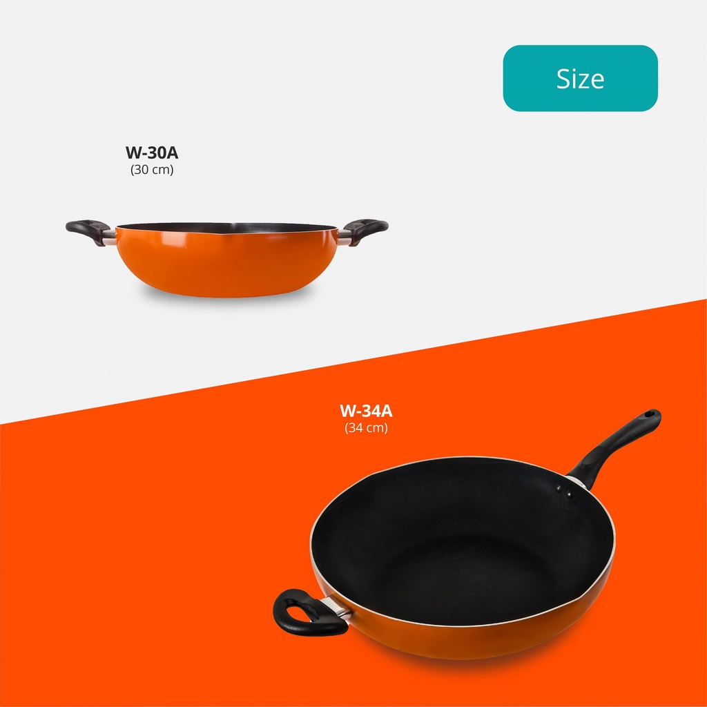 Miyako cookware W34A Finest Wok 34cm - Panci Ayam goreng dan Naget Murah Teflon