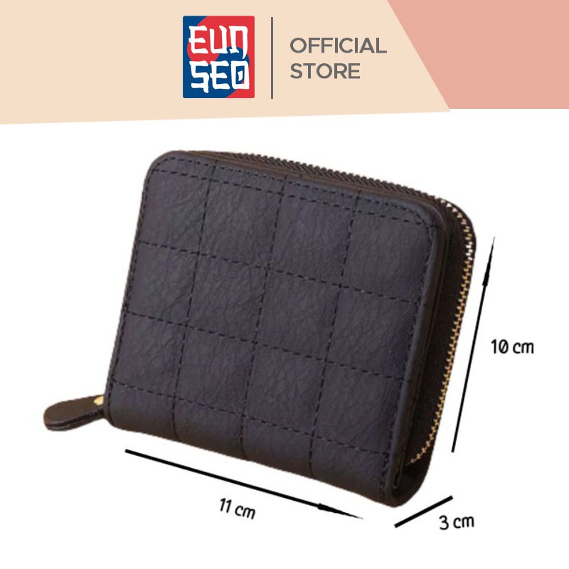 EUNSEO Dompet Premium Wanita Pendek Dompet Quilted Kotak-Kotak Fashion Korea Import