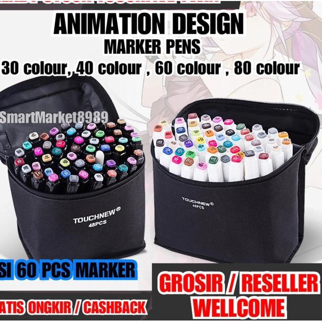 

TouchFive Marker 60 PCS / Twin Marker Sketsa Drawing /Animation Sketsa - 48 Warna