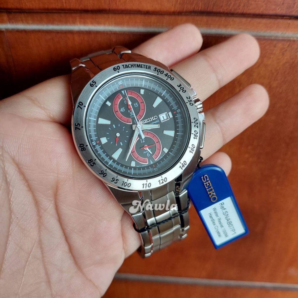 Seiko Quartz SNAB07P1 Chronograph Black Dial - Jam Tangan Pria SNAB07