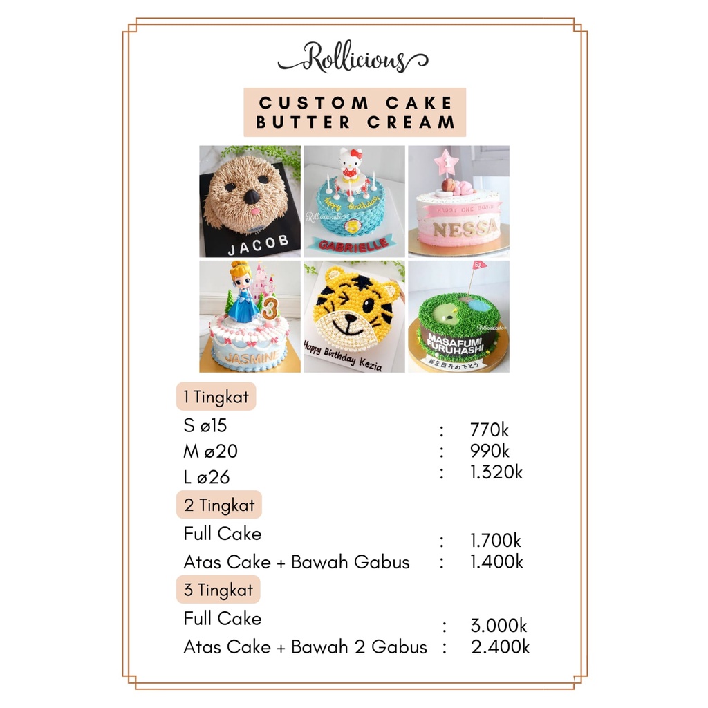 

Custum Cake Butter Cream Rollicious Variasi Tingkatan