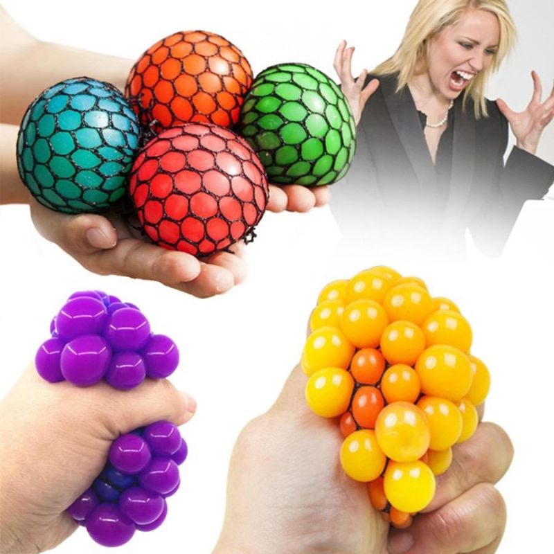 SQUISHY RAINBOW DELUXE MESH DELUX ANTI STRESS BALL BOLA ANGGUR IMPORT PENGHILANG STRESS