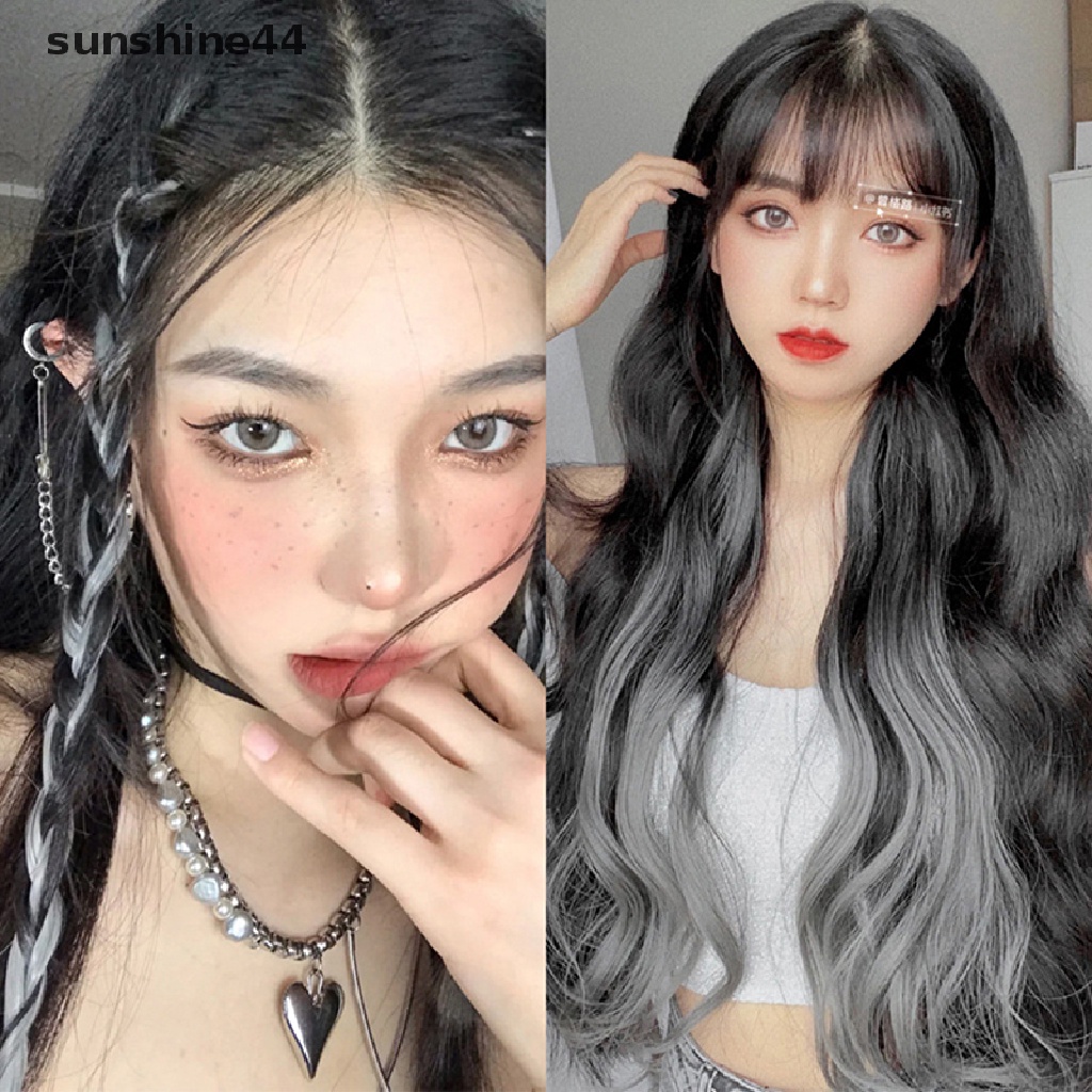 Sunshine Wig / Rambut Palsu Panjang Bergelombang Warna Gradasi Dengan Klip Untuk Wanita